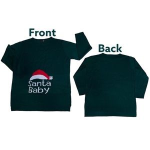 Boohoo Maternity Christmas Sweater Women’s size 12 Green Santa Baby Holidays